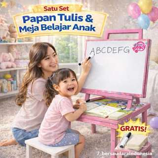 satu set papan tulis penyangga dan meja belajar anak gratis spidol dan penghapus paket lengkap alat belajar anak bisa juga untuk kado anak ulang tahun