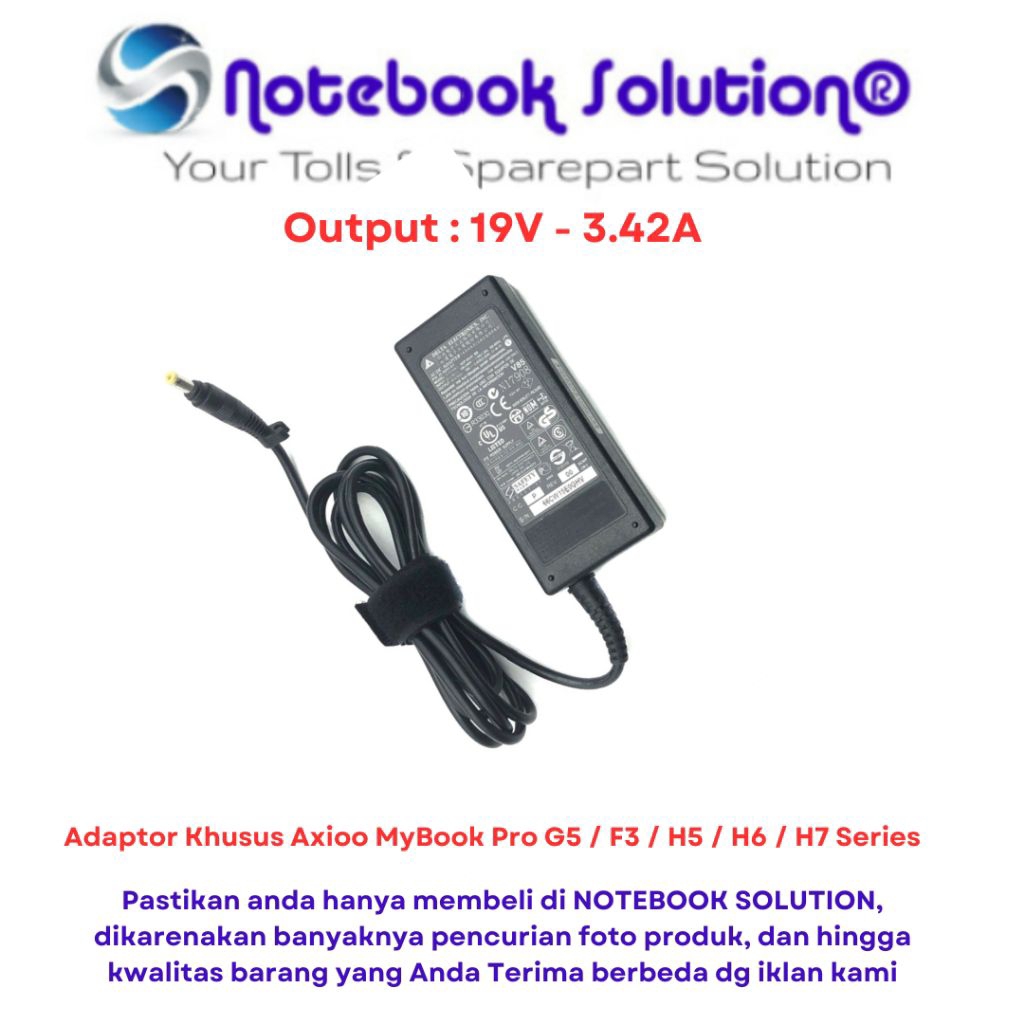 อะแดปเตอร์ชาร์จ Axioo MyBook Pro G5 F3 MyBook Pro H5 H6 H7 19V-3.22A