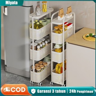 Rak Troli Rak Dapur Multifungsi dengan Roda  Lemari Penyimpanan Portable untuk Celah Sempit Putih