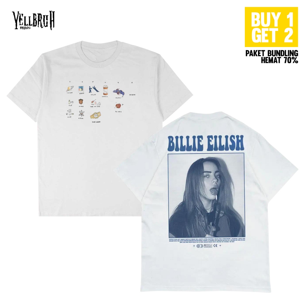 (สติ๊กเกอร์ฟรี) ซื้อ 1 แถม 2 Yellbuh Regular T-Shirt Bundling Billie Vintage, SZA Saturn White Cotto