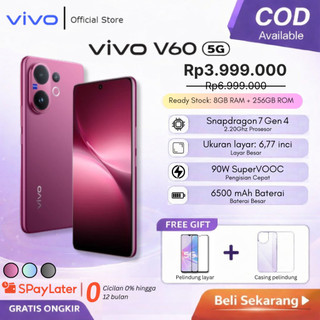 (NEW) Vivo V60 5G Smartphone 10x Zoom Telephoto, ZEISS Multifocal Potrait, Snapdragon 7 Gen 4, IP68+IP69, vivo AI