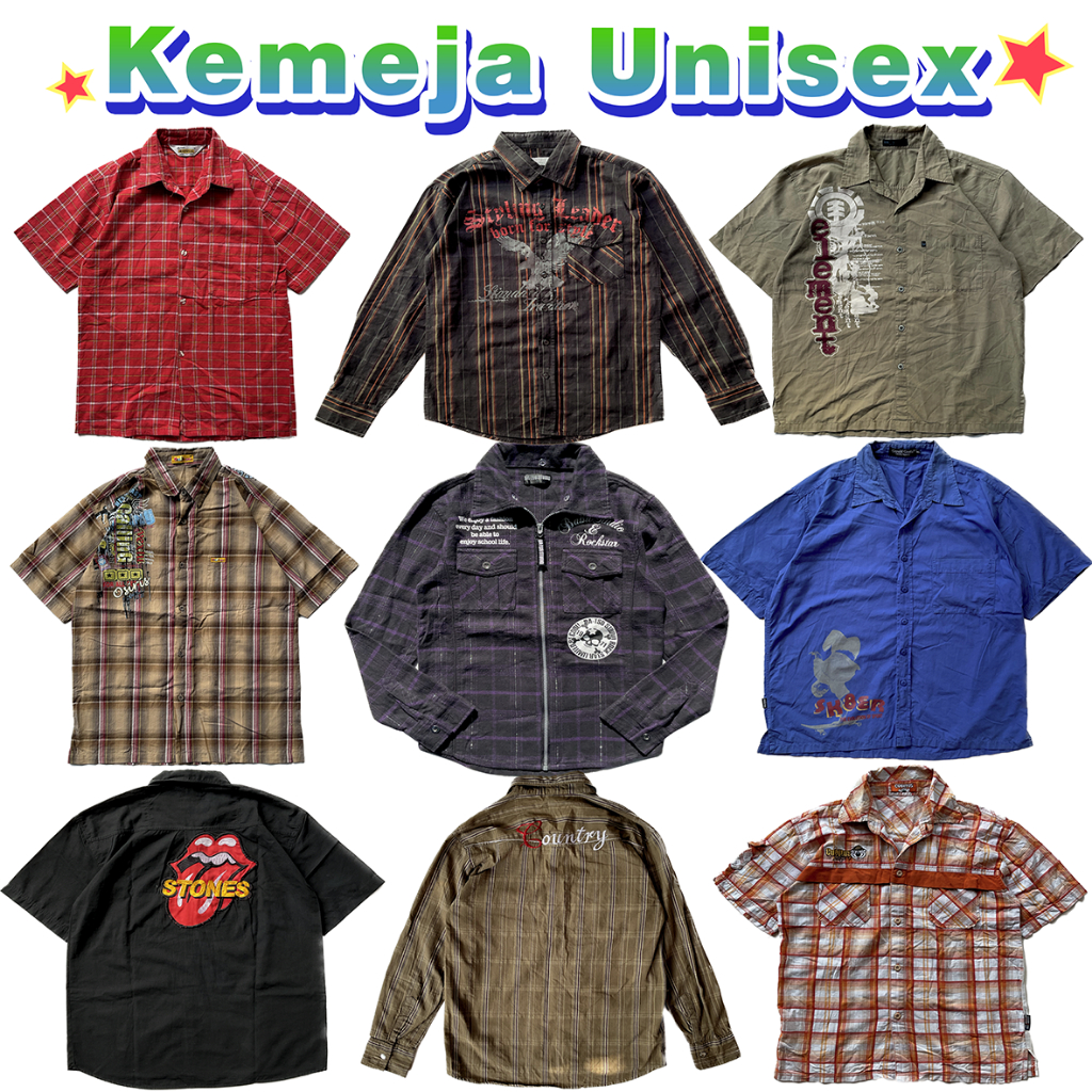 KEMEJA Unisex Y2k Workshirt Boxy Vintage Shirt