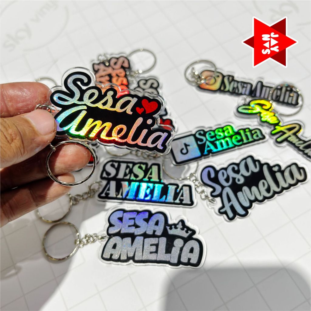 CUSTOM HOLOGRAM NAME KEYCHAIN CUSTOM HOLOGRAM KEYCHAIN ฟรีชื่อและโลโก้