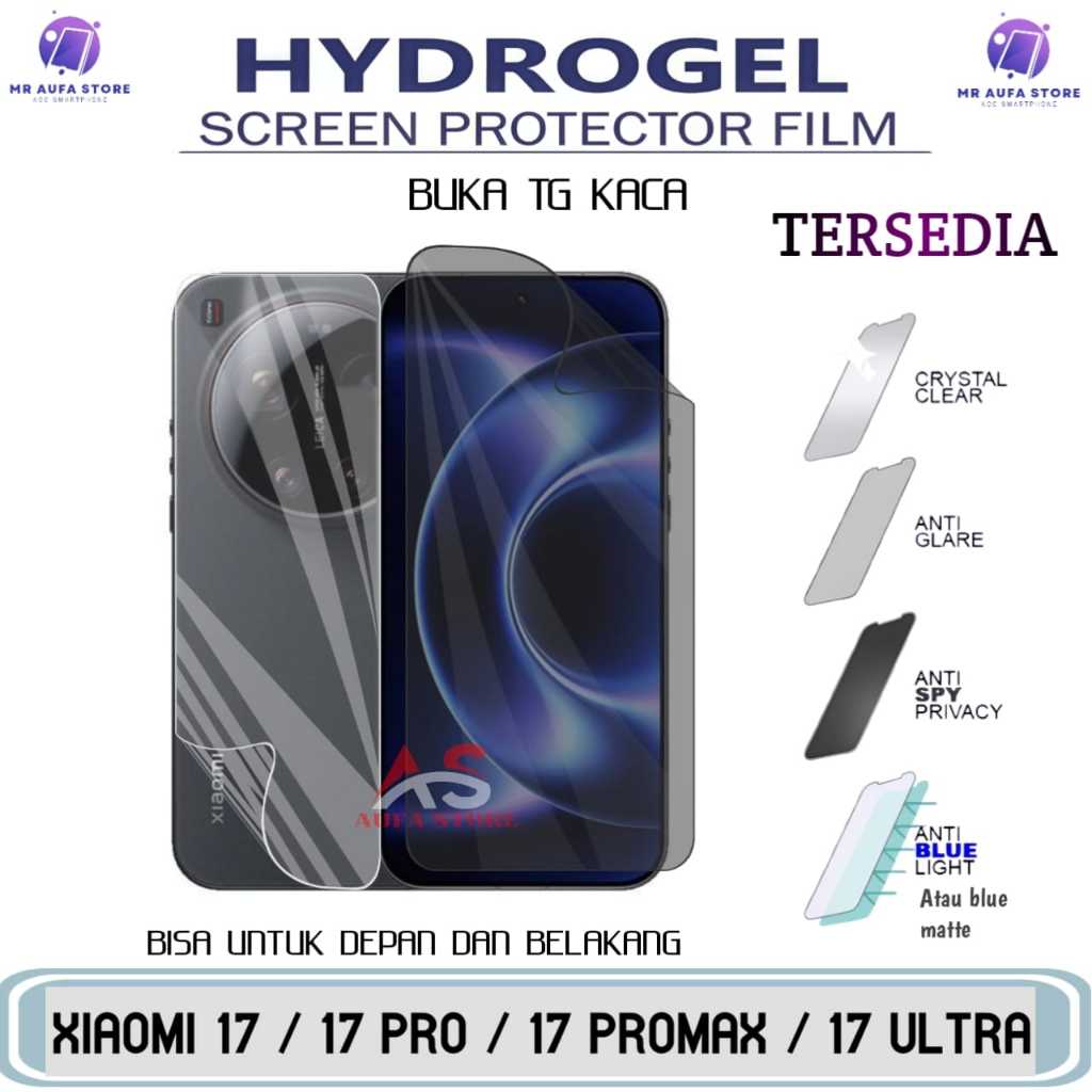 ไฮโดรเจลป้องกันรอยขีดข่วนไม่ใช่ TG GLASS สําหรับ XIAOMI 17 / MI 17 PRO / MI 17 PROMAX / MI 17 ULTRA 