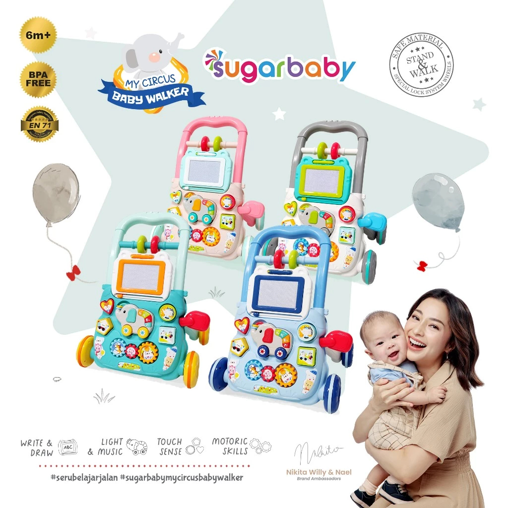 Sugar Baby My Circus Push Walker (Baby Walker)/ของเล่นดันเด็ก/Sugar Baby Mini Car Walker