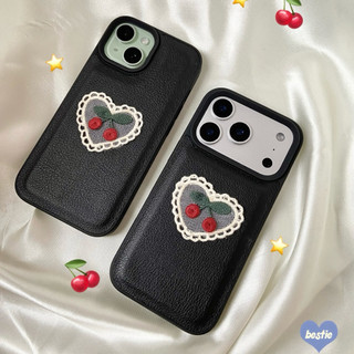 LOVEBESTIE [READY] Cherry Leather Case - for iPhone 11 11 Pro Max 12 12 Pro 13 13 Pro Pro Max 14 14 Pro 14 Pro Max 15 15 Pro 15 Pro Max