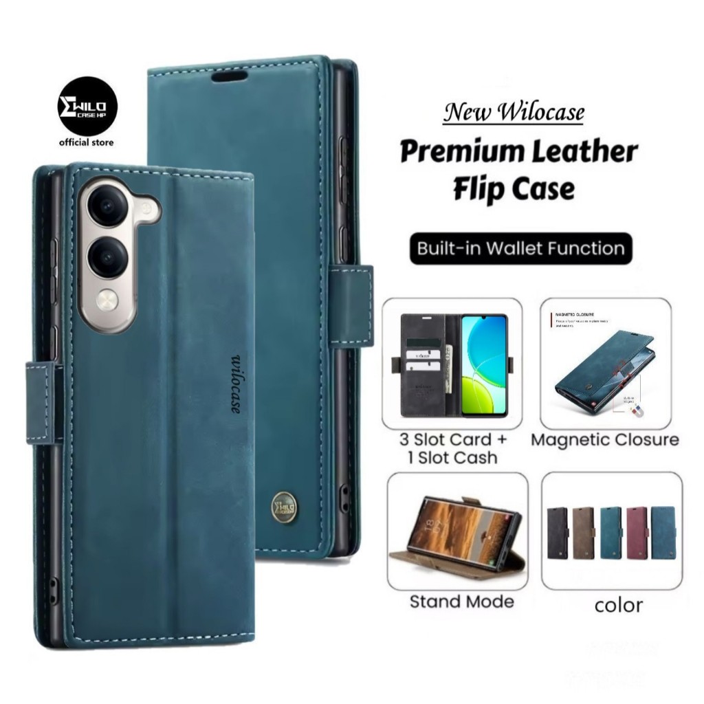 Wilocase ใหม่สําหรับ Vivo Y04 | Vivo Y04s เคสหนังพรีเมี่ยมพลิกกระเป๋าสตางค์ฝาครอบโทรศัพท์กันกระแทก