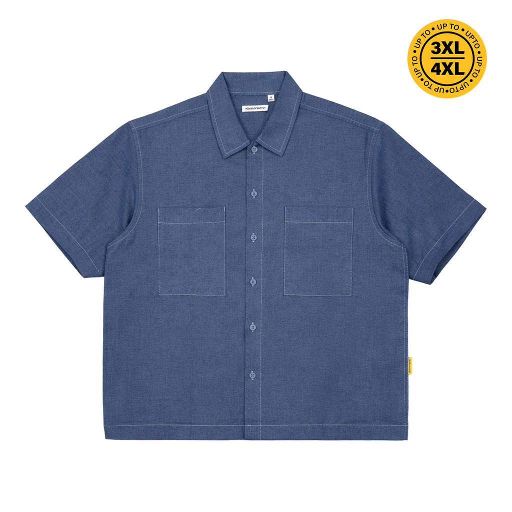 KEMEJA House of Smith BJM Mens Boxy Shirt - Caden Boxy Shirt Navy - Boxy Shirt