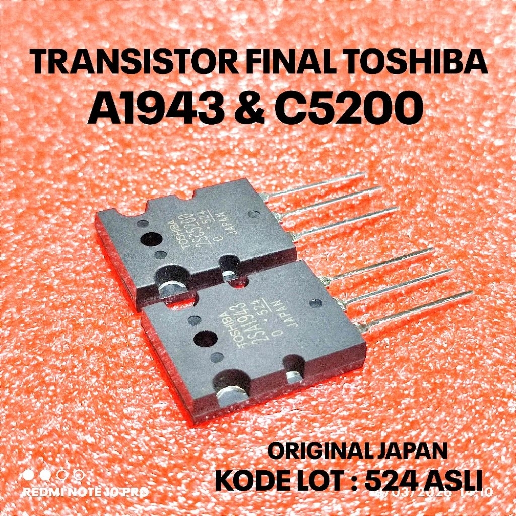 1 ชุด TOSHIBA ทรานซิสเตอร์ 2SA1943 2SC5200 A1943 C5200 1943 C5200 LOT 524 MADE IN JAPAN