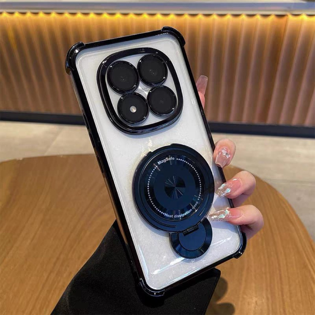 เคสซิลิโคนสําหรับ Xiaomi Redmi Note 15 Pro 5G Magsafe ขาตั้งแบบรวมการออกแบบ Magsafe