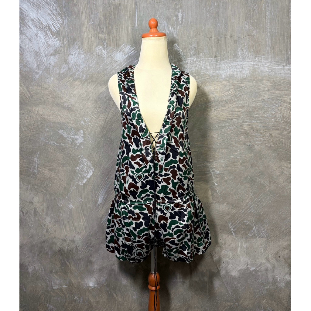 Y2K ชุดจั๊มสูทผู้หญิงลายพรางคานญี่ปุ่น