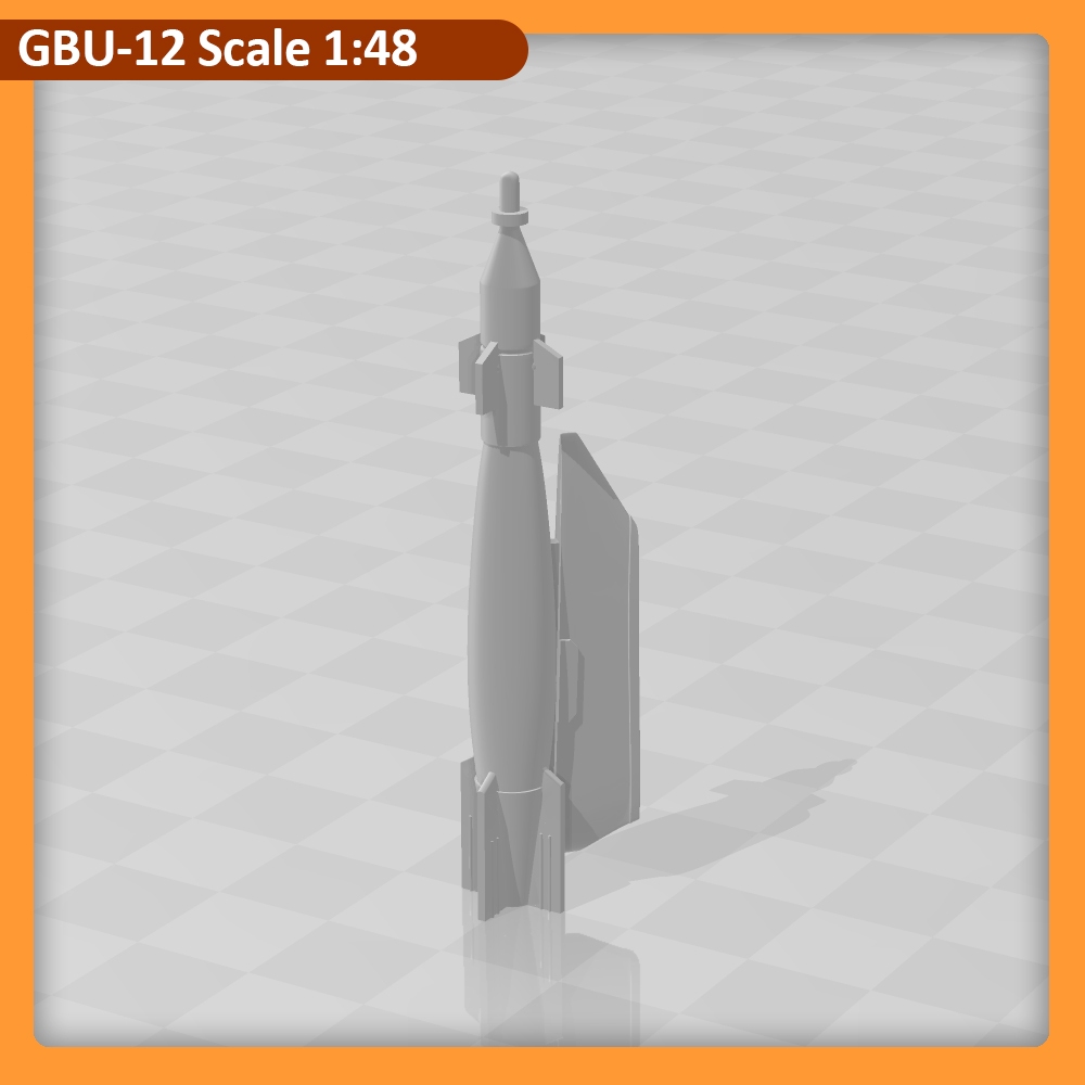 Accessories Rudal GBU-12 Scale 1:48 พิมพ์ 3D ยาว 56mm