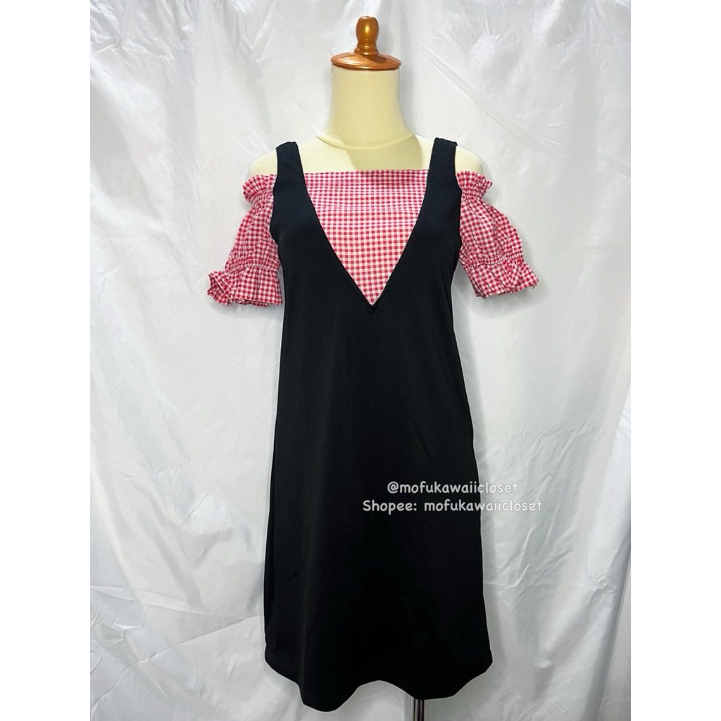 [พร้อมทุกวัน Kawaii Y2K Coquette Mori Goth Vintage Jirai Kei เครื่องแต่งกาย] สีแดงสีขาว Gingham Sabr