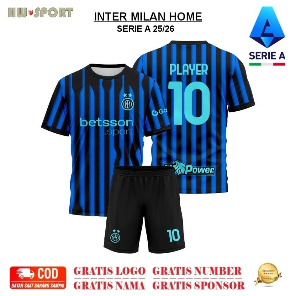 ล่าสุด 1NT3R M1L4N Home Jersey 25-26 ฟรีชื่อและหมายเลขที่กําหนดเองสําหรับเด็กและผู้ใหญ่การพิมพ์เต็มร