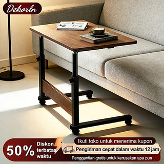 DK Meja Laptop Portable Standing Desk Bed Side Table Adjustable Dengan Roda untuk Ruang Tamu & Belajar