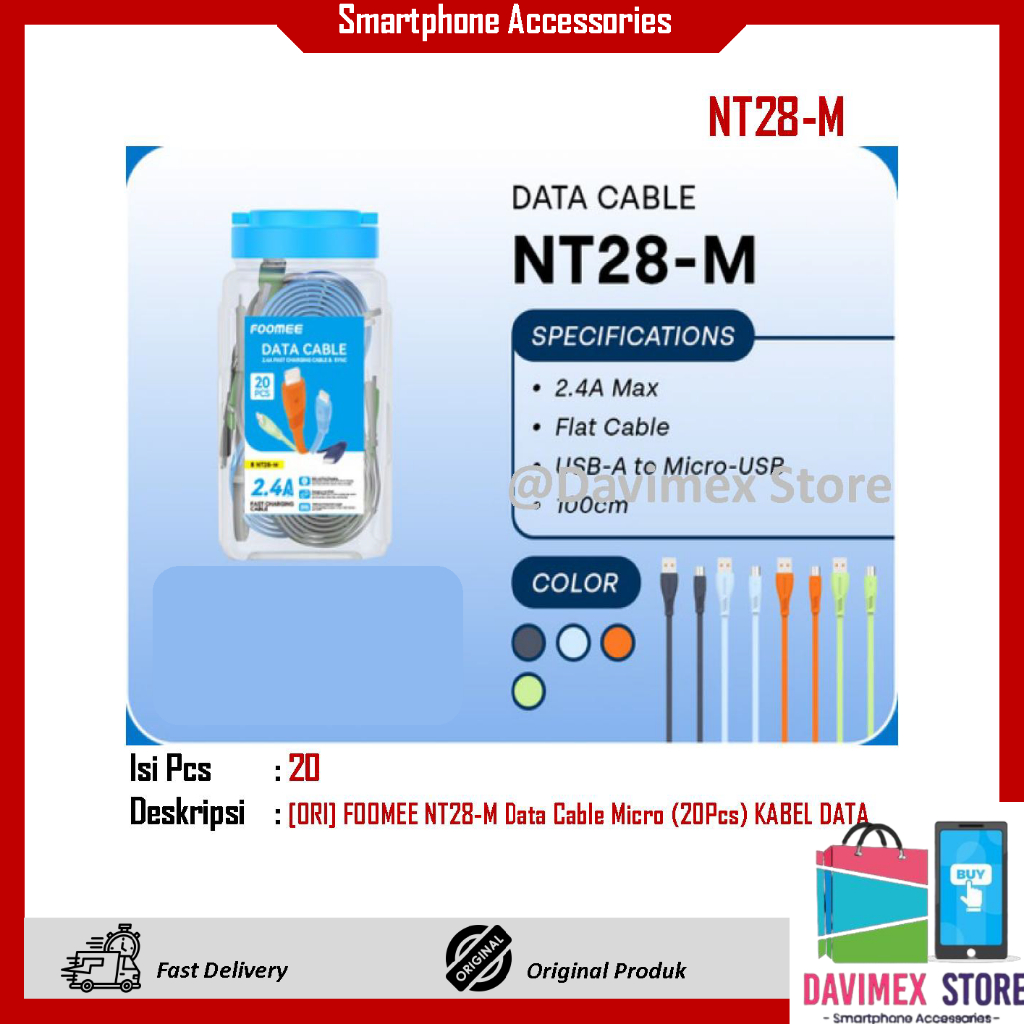 [ORIGINAL] FOOMEE NT28-M Data Cable Micro (20 ชิ้น) DATA Cable