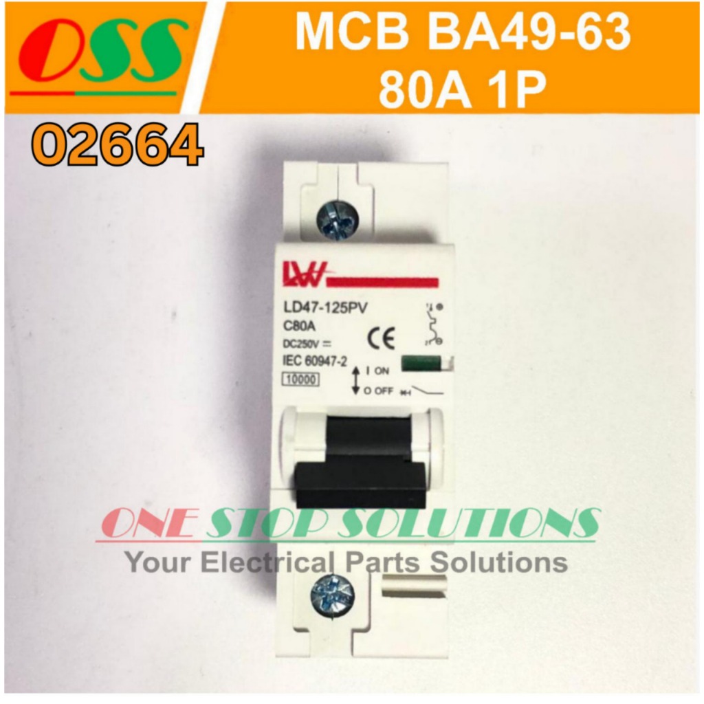 CIRCUIT BREAKER MCB DC 1P 80A BA49-63 LD47-125A PV