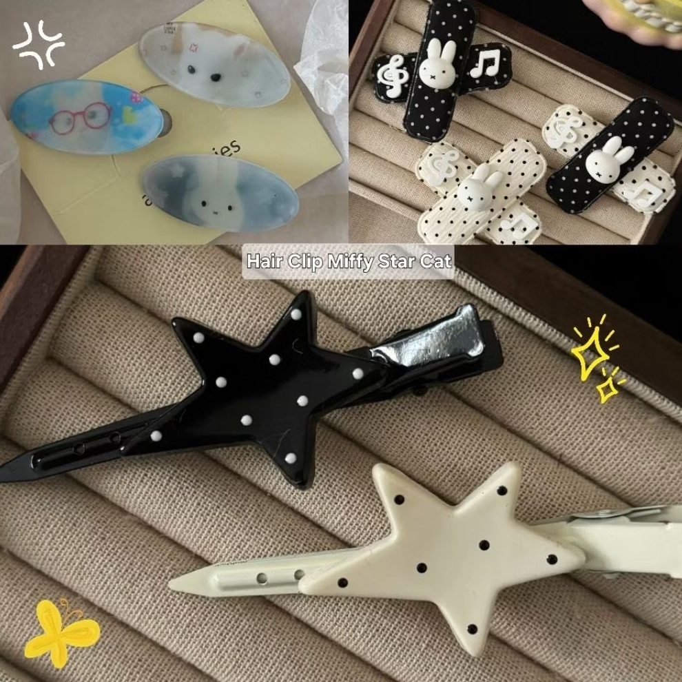 IP-431 Miffy กิ๊บติดผม Polkadot คลิป Miffy แมวน่ารัก
