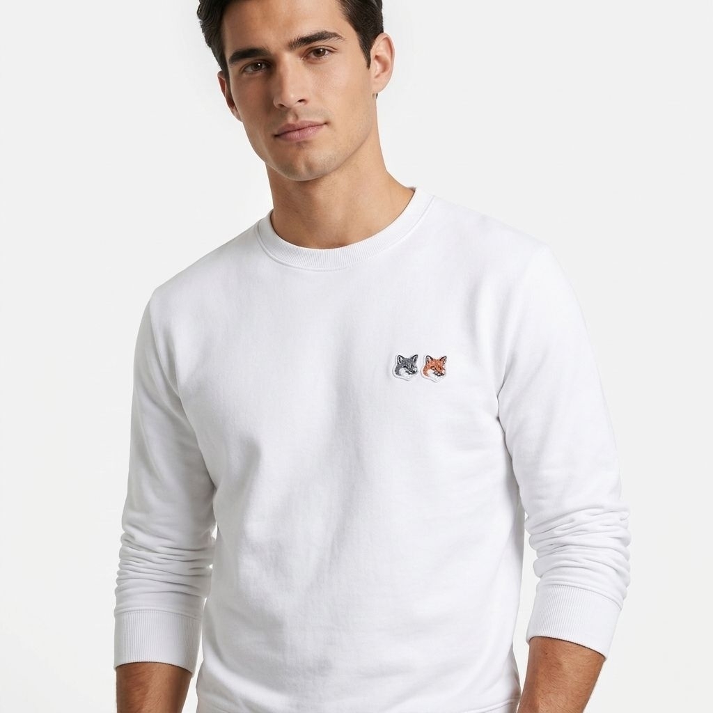 Maison Kitsune เสื้อแจ็คเก็ตคอกลมสีขาว Size M