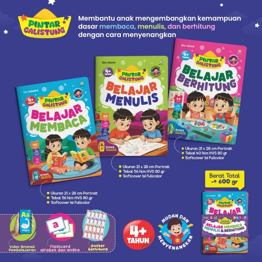 หนังสืออ่านหนังสือเขียนและเลขคณิตอัจฉริยะ 3 เล่ม - LEARN TO READ, WRITING & COUNTING