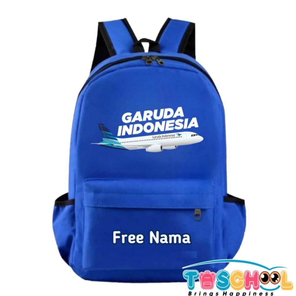 AIRBUS A330 GARUDA INDONESIA PLANE CHILDRENS BACKPACK ฟรีชื่อ