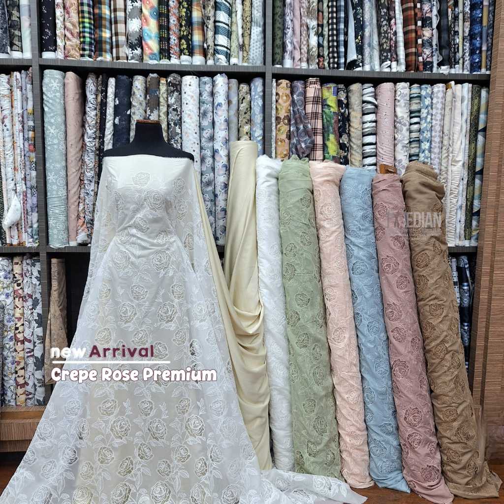 พรีเมี่ยมโรส CREPE MATERIAL 0.5M พรีเมี่ยม CREPE COOL MATERIAL PREMIUM CREPE MEDINSUDIRMAN