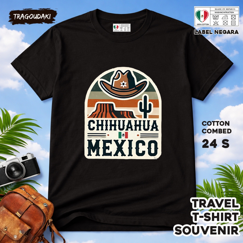 MEXICO ของที่ระลึก T-SHIRT MEXICO 6 Tag ของที่ระลึกเสื้อผ้าทําจากผ้าฝ้ายหวี 24s