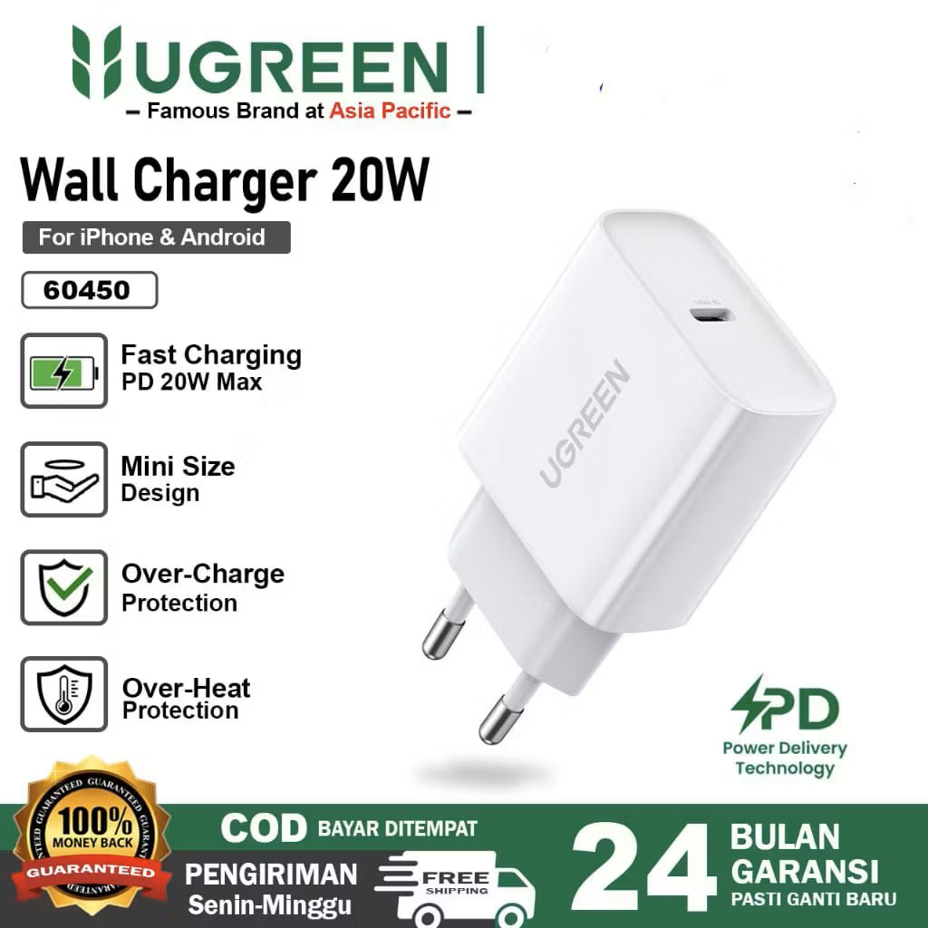 Ugreen Original 20W Fast Charging 60450 Type C อะแดปเตอร์ชาร์จหัว