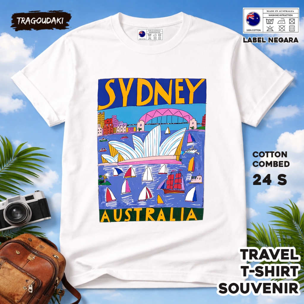เสื้อยืดของที่ระลึก AUSTRALIA AUSTRALIA เสื้อผ้าของที่ระลึก 8 Tag ทําจากผ้าฝ้ายหวี 24s