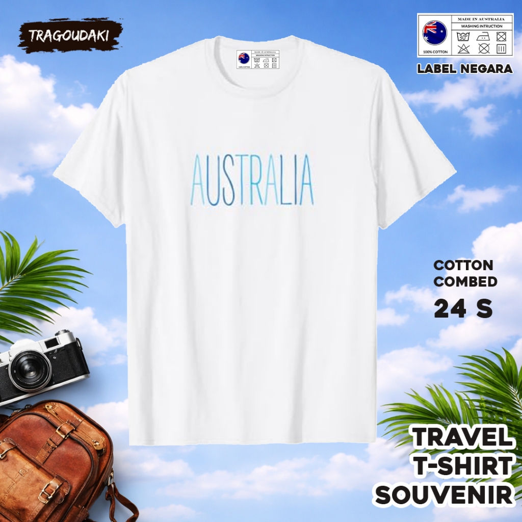 เสื้อยืดของที่ระลึก AUSTRALIA AUSTRALIA 62 Tag เสื้อผ้าของที่ระลึกทําจากผ้าฝ้ายหวี 24s