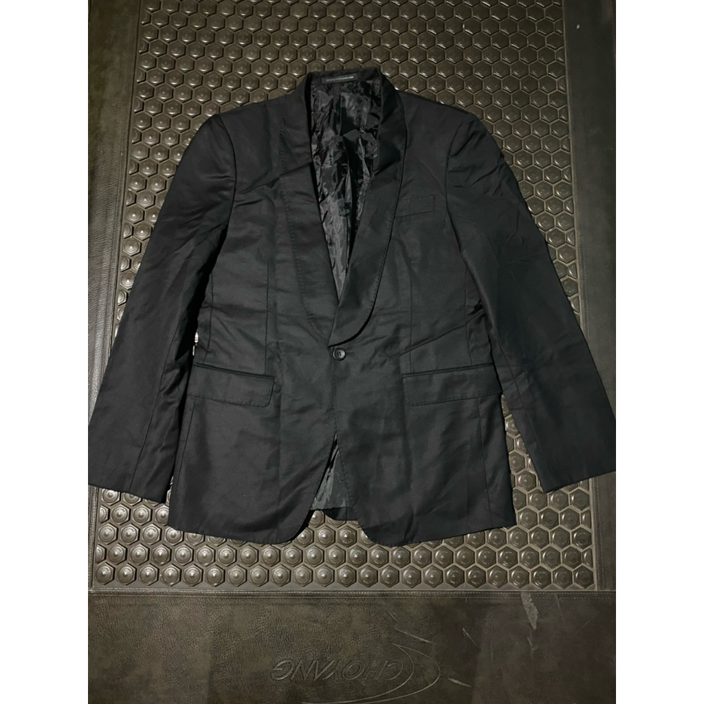 WOO YOUNG MI BRANDED LUXURY BLACK TUXEDO BLAZER