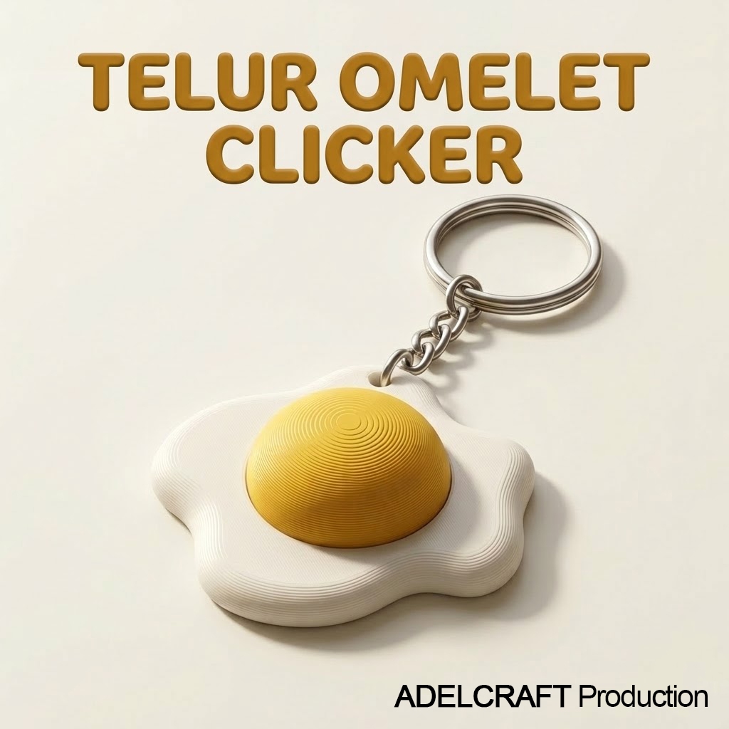 GANTUNGAN MATA Pulsususu - Egg ไข่เจียว Clicker Fidget พวงกุญแจคีย์บอร์ดแบบกลไก 3D Beef Eyes ASMR
