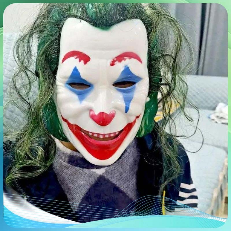 HIJAU Joker Clown หน้ากากผมสีเขียวพลาสติก Clown หน้ากาก Joker สีเขียว Clown หน้ากากพลาสติกฮาโลวีน