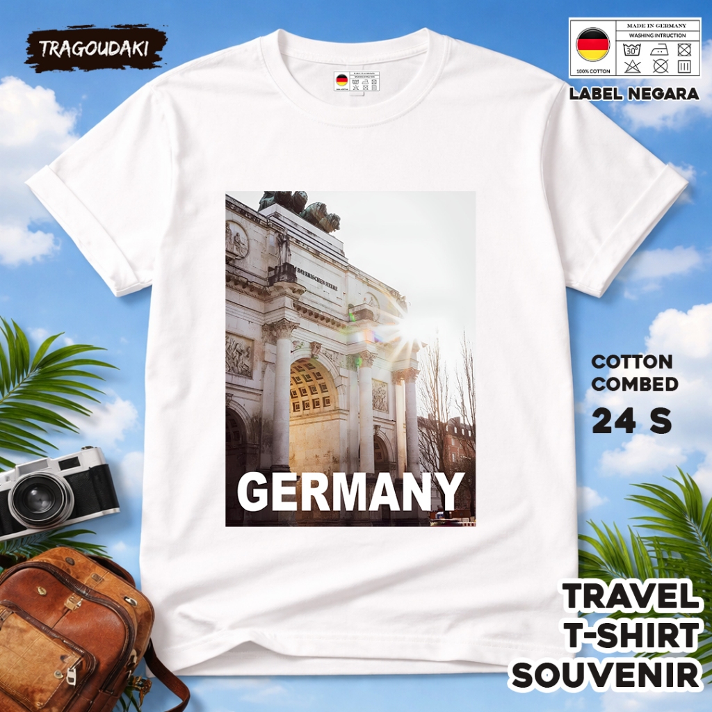NEW GERMANY เสื้อยืดของที่ระลึก GERMANY 19 วัสดุผ้าฝ้ายหวี 24 วินาที