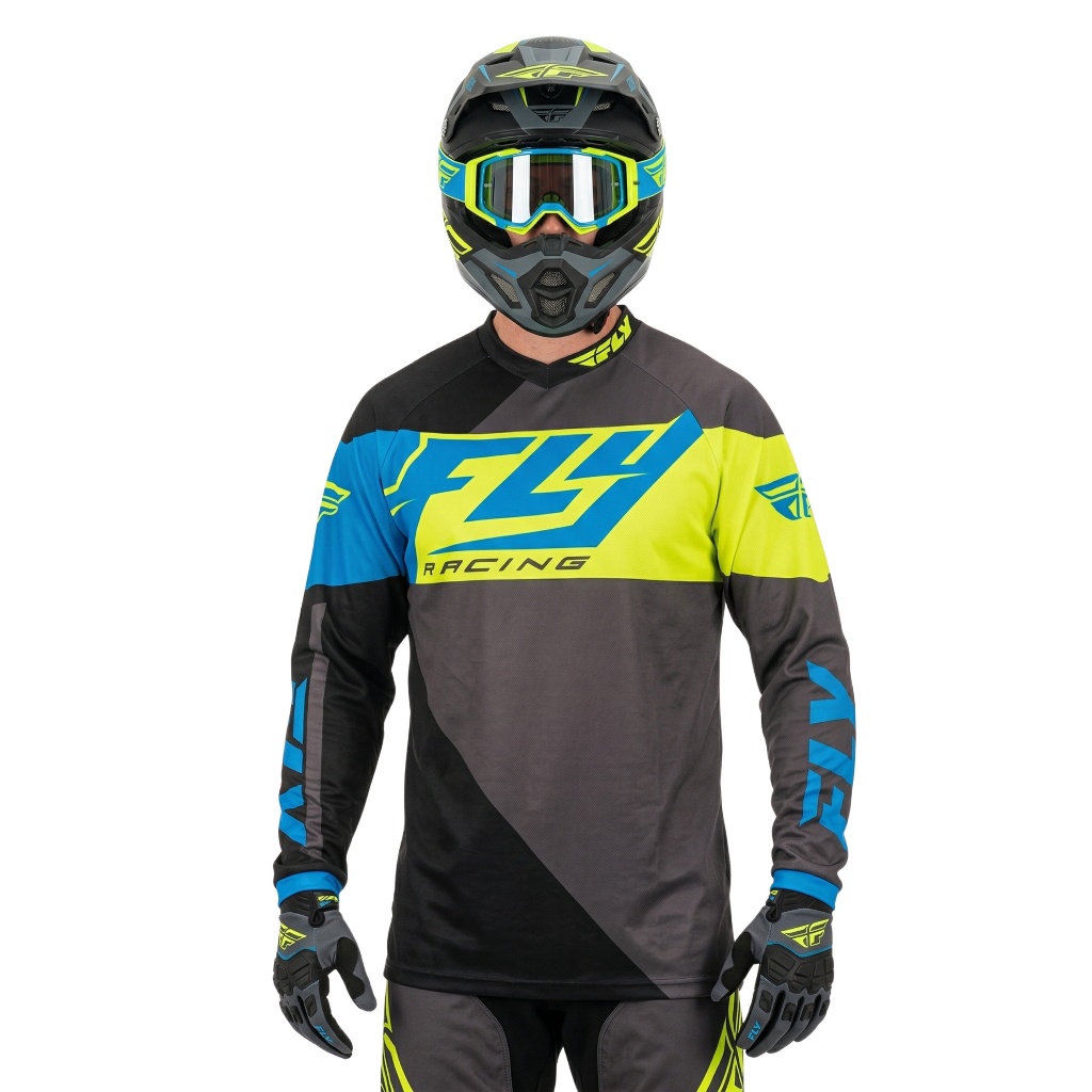 FLY Racing F-16 BLUE HI VIS Jersey Motocross Trail Mx Original Adult