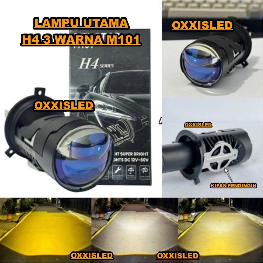 H4 M101 3 สี All Wheather ไฟหน้าพัดลมระบายความร้อน Bluelens Mini Projector MT-STAR...