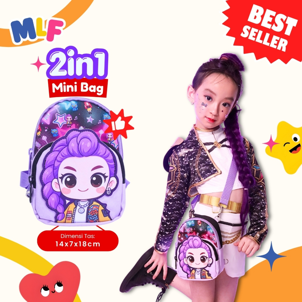 MLFG - Huntrix Mini Bag 2in1 Rumi Mira Zoeey Cute Aesthetic Sling Bag for Children / Huntrix Mini Ba