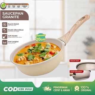 [PROMO BULAN INI]Termurah TEXANIA Saucepan Panci 20cm Wajan Anti Lengket Warna Cream Stainless Steel Kitchenware