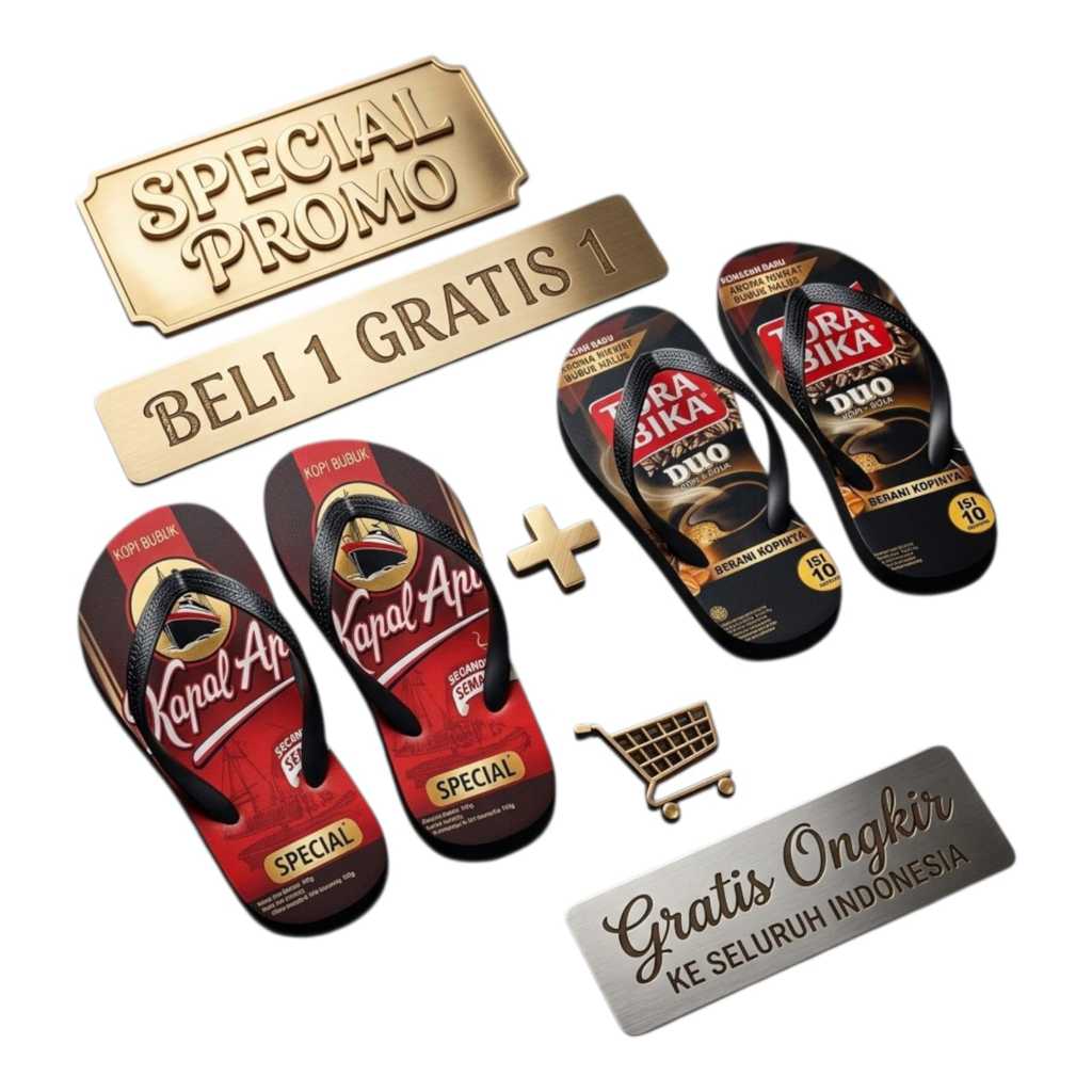 รองเท้าแตะ Sabelon Coffee Motif / Flip Flops BUY 1 แถม 1