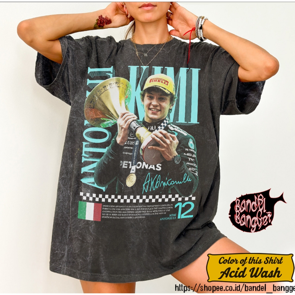 เสื้อ Kimi Antonelli 1 | เสื้อเชิ้ตโอเวอร์ไซส์กรดวอช