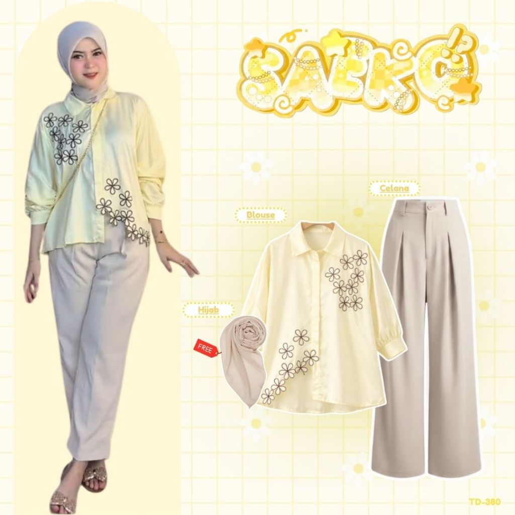 Urbanstreetwear - ชุดน่ารักเดียวล่าสุด (เสื้อ Kyren + กางเกง + Bella Square) ชุดวัยรุ่น SET TD 380