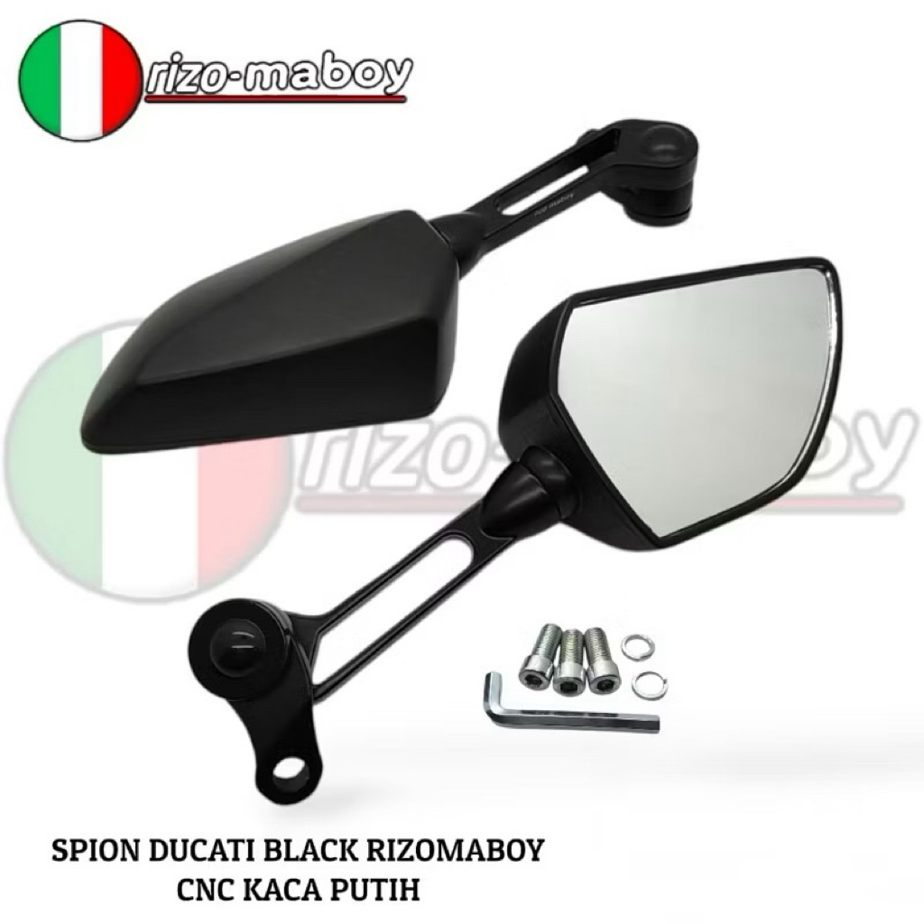 DUCATI RIZO-MABOY กระจกสีขาว กระจก UNIVERSAL สําหรับมอเตอร์ไซค์ทั้งหมด