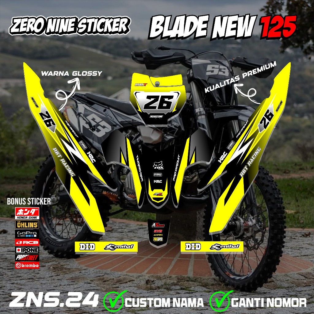 สติ๊กเกอร์ RBT BLADE ใหม่ 125 มอเตอร์ที่กําหนดเอง RBT BEBEK MODIF YZ CRF KLX KX KTM RBT DESIGN ZNS.2