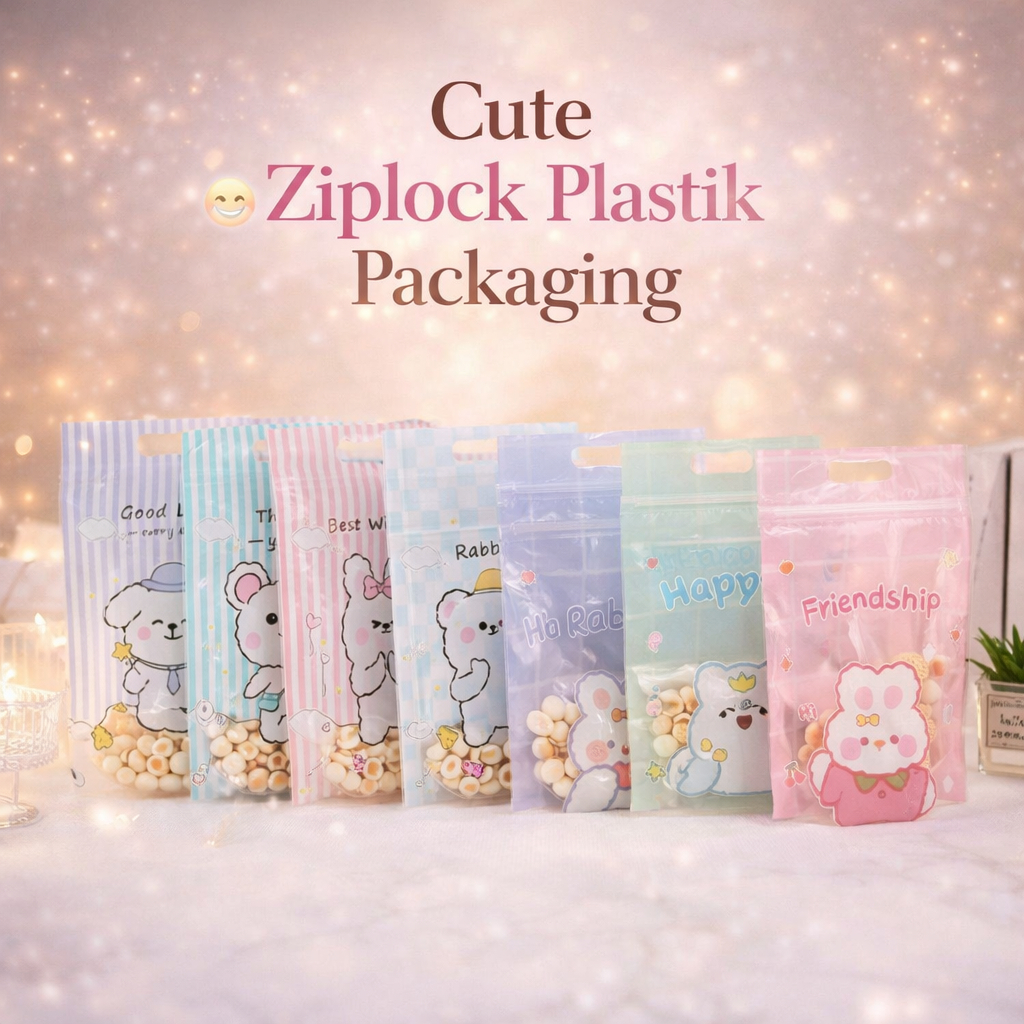50 แผ่น Cute Motif Ziplock Snack Plastic Standing Pouch Cookies Candy Packaging