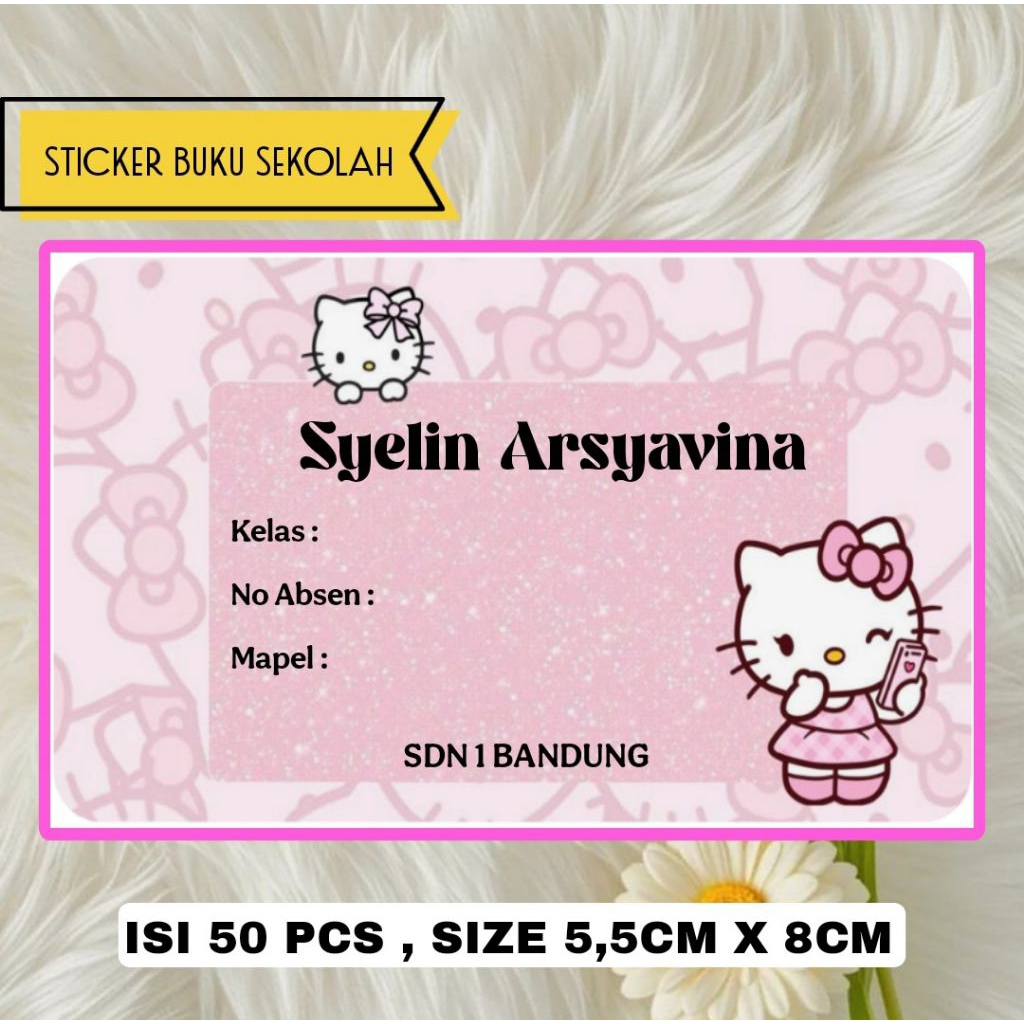 CUSTOM HELLO KITTY MOTIF SCHOOL สติ๊กเกอร์หนังสือ