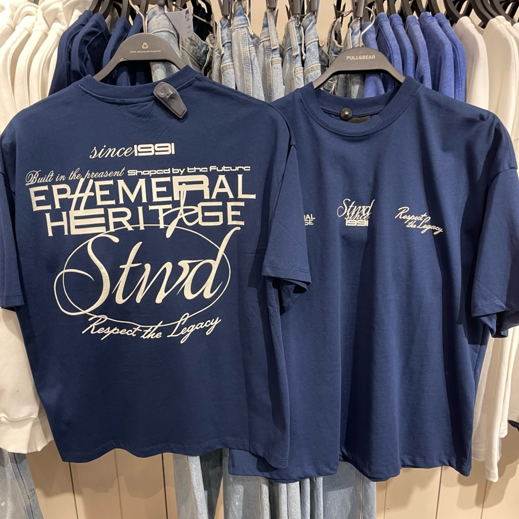 Stwd Boxy PULL&BEAR MEN เสื้อยืด Jastip (บริการร้านค้าส่วนตัว)