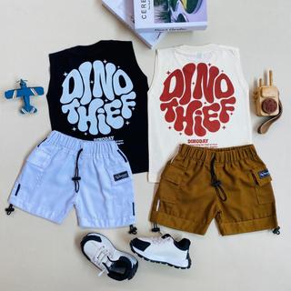 ESTISHOP X DINODAY Stelan Baju Anak Laki Laki Kaos Kutung Singlet Celana Cargo Premium Usia 1-9 Tahun