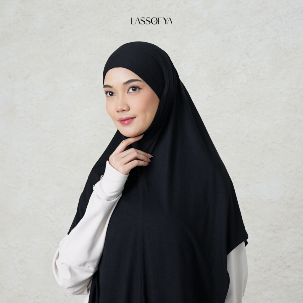 KATUN Lassofaya - Hijab Daily Syri Muslimah Cotton Hijab - สีดํา