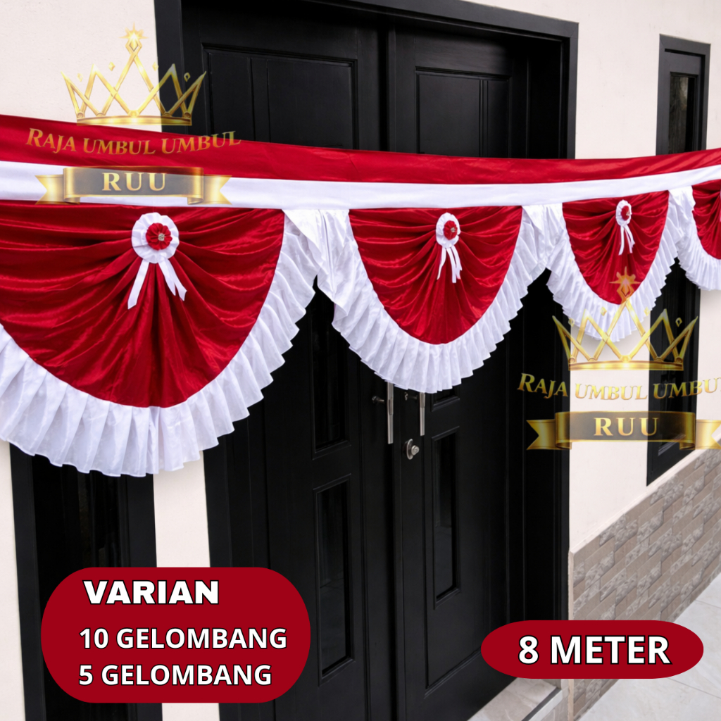 MERAH LONG FLAG RED และ WHITE BACKGROUND OFFICE BUILDING DECORATION