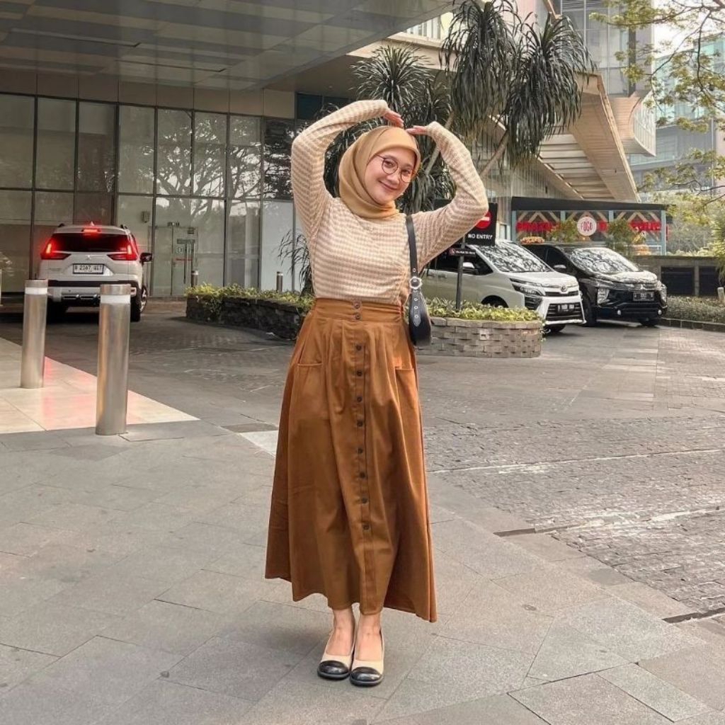 KATUN NUNA SKIRT-VEST-ONE SET KOREAN STRIP STYLE PREMIUM COTTON MATERIAL/TRENDY SKIRT SET